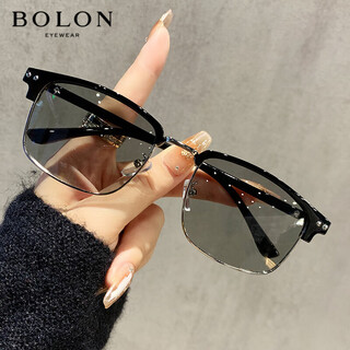 Bolon color changing sunglasses for men driving polarized driver's glasses fishing glasses day and night sunglasses available with prescriptions black silver frame polarized light gray darkening films free lens cloth +