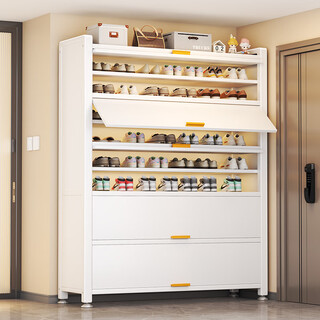 Silao all-steel shoe cabinet door entry cabinet storage cabinet integrated wall-mounted dustproof shoe rack door multi-layer home new 2025 5-layer white 50*35*80cm all-steel flat door
