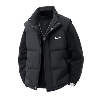 Down cotton vest men's vest warm stand-up collar vest jacket autumn and winter new sports casual sleeveless top black 4xl (160-180jin jin equals 0.5 kg)