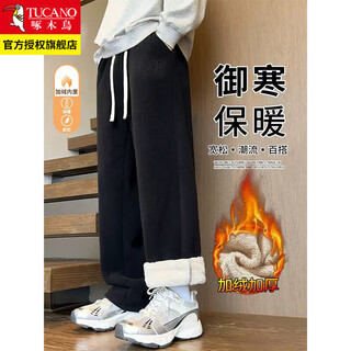 Молодежные бархатные брюки woodpecker, новинка 2025 года, зимние новые бархатные утепленные мужские повседневные теплые прямые длинные брюки 10342/n557, черные прямые xl