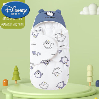 Disney newborn baby blanket autumn and winter thickened anti-jump sleeping bag newborn baby winter autumn pure cotton outing blanket penguin (thickened in autumn and winter recommended room temperature 5-20 80*38 (recommended age 0-6 months)