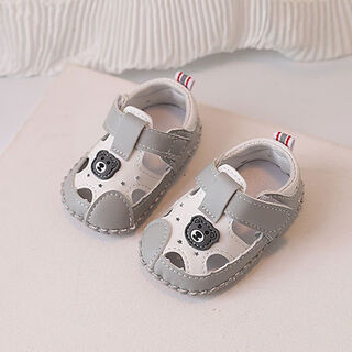 Yiliwu summer new model 0-1 year old baby soft sole toddler shoes 6 to 6 to breathable sandals for male and female babies cartoon anti-falling shoes gray zone 3 8132 bear sandals 16 inner length 12cm