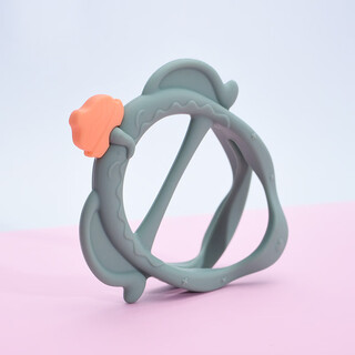 Lnga landgre baby three-dimensional teether baby anti-eating hand bite bite music silicone teething stick creative food grade elephant three-dimensional model green