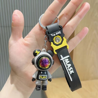 闪电小熊钥匙扣汽车钥匙时尚卡通男女生挂件爆款包包宇航员挂饰 ：黑色闪电熊