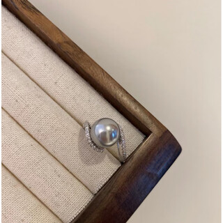 Dl 1998dl1998 fat donglai quality australian white pearl ring summer light luxury sparkling diamond cross adjustable silver silver gray single pearl ring