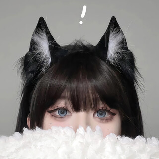 Shufen cat ear headband female cos simulation three-dimensional animal ears cute plush black and white cat girl headband sweet cool style live broadcast hair accessory f3402 black and white cat girl headband