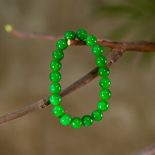 Iosn jade bracelet 10mm dry green emerald bead string high-end antique green bracelet gift for mother