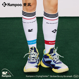 薰风（KUMPOO）哭喊中心联名款羽毛球袜男女款运动袜长筒比赛训练百搭袜子熏风 白色 均码