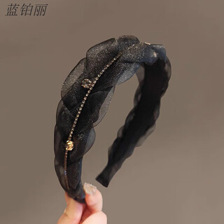 Keegfeg headband for women with a high-end feel when going out. temperament, light luxury, snow gauze headband, versatile design, exquisite rhinestones that show the face. temperament snow gauze rhinestone headband.