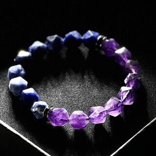 Vzzs amethyst bracelet lapis lazuli guardian bracelet trendy brand high-end niche design male and female couples exquisite light luxury amethyst + blue stone hand circumference 14-15cm (female 1