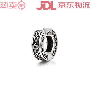 Ideagemer retro six-pointed star sterling silver earrings for boys, trendy and personalized men's niche earrings, single six-pointed star earrings