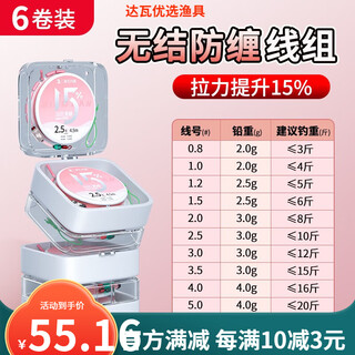 Dayiwa knotless main line finished line set full set of fishing line anti-tangle nylon line platform for fishing crucian carp and carp 3.9 meters knotless line set 6-roll line delivery box no. 1.5