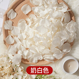 Imitation rose petals, hand-scattered flowers, proposal, birthday, romantic scene, atmospheric arrangement, fake petals, milky white, 3 packs, 300 pieces
