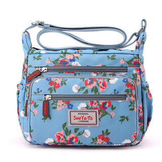 Kimberley kangaroo 2025 new printed women's bag large capacity fashion mummy bag lightweight waterproof one-shoulder messenger bag fabric bag canvas bag blue bottom floral