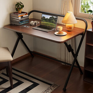 Jingcai folding table computer table simple desk study table office training table jdz10 walnut 80*48cm single layer