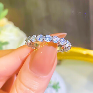 Fat donglai fat donglai's same style full moissanite diamond ring 18 simple index finger stacked fashion 925 silver moissanite diamond ring platinum size 15