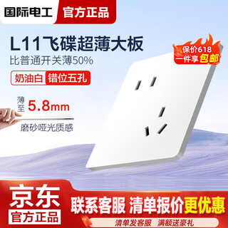 TEP国际电工暗装开关插座面板一开双控五孔带开关USB插座5孔插座白色网线空调 错位五孔