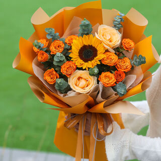 Aihuaju flower express flower gift sunflower bouquet birthday flower gifts for teachers, elders and colleagues real flowers delivered in the city hot life |dye60