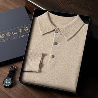 Ordo cashmere men's 2025 new men's high-end polo collar youth business sweater gaoya camel gaoya camel l