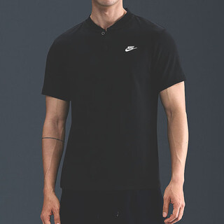 Nike short-sleeved polo shirt 2025 new men's top club henry shirt cotton sports casual stand collar business sweat-absorbent and breathable hq5975-010 xl