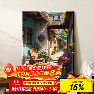 Long time no see digital oil painting diy healing nostalgic old street scenery flowers hand-filled coloring painting acrylic decorative oil painting hanging painting
