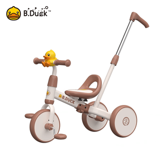 B.duck little yellow duck children's tricycle bicycle baby stroller lightweight 1-3 years old baby walking artifact regular model_brown