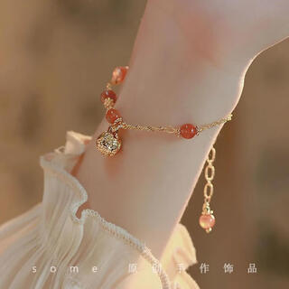 Design hetian yu bell bracelet bracelet high-end personality new women's hanfu light luxury bracelet with bell bell pendant bracelet red fx style 1