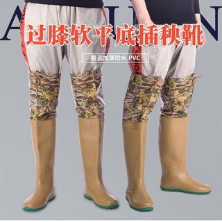 Zailu thickened half-body waders, waist-length fishing pants, leather pants, waterproof pants, waterproof clothing, fishing wading pants, luoyehua003 36 36
