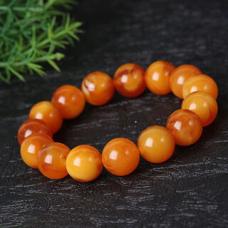 Fat donglai's same style authentic natural beeswax bracelets with national inspection certificate authentic piaohua old chicken oil yellow amber old beeswax bracelets 14mm