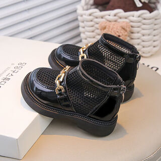 Liyunhouse girls sandals 2025 summer new breathable mesh boots little girls martin boots baby boys short boots children's sandals black upgraded version 23 inner length about 14.5cm