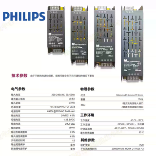 Philips 24v low voltage led light strip transformer control drive power supply 60w100w200w300w high power 24v transformer/aluminum shell/60w/size 146*50*