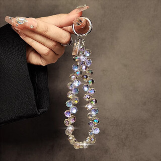 Apex mobile phone case lanyard crystal wrist style girl's hand chain anti-lost clip light luxury high-end patch short hanging neck phone case pendant creative pendant new apple huawei color amber water drop crystal bracelet + transparent clip universal