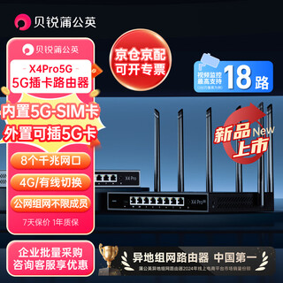 贝锐蒲公英企业级千兆5G路由器X4Pro可插SIM卡CPE双WAN口聚合双频wifi异地组网USB口8网口医保内外网X4Pro-5G