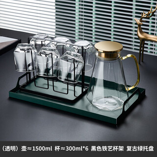 Sensitive glass cup ins style home simple living room drinking water creative internet celebrity beer mug tea cup set transparent hexagonal cup 6 pieces + transparent diamond pot + simple