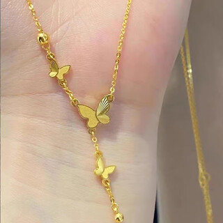 Yibiy5g gold butterfly tassel necklace 999 pure gold fugitive princess clavicle chain summer new gold necklace for girlfriend gold butterfly necklace about 3.25 grams ready for sale in seconds