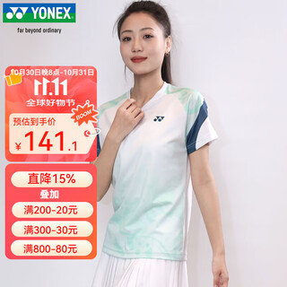 YONEX2025新款尤尼克斯羽毛球服短袖男女速干运动比赛上衣1103225 女款短袖 2103225BCR 白色 L