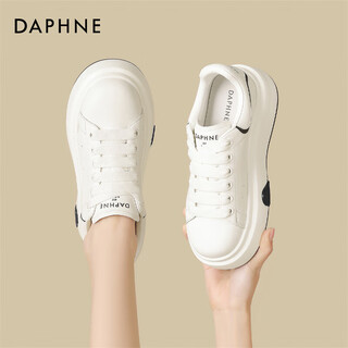 Daphne white shoes, fashionable and versatile sneakers, thick-soled platform shoes, women's sports and casual shoes 4025101066, beige black 38