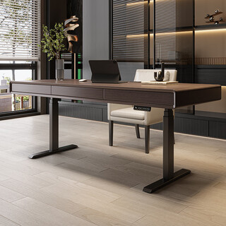 Yuanguan italian minimalist smart electric lift desk light luxury modern home high-end solid wood computer desk workbench electric lift desk smart socket 160*65*75cm