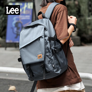 Lee large-capacity backpack male junior high school student school bag college student computer bag outdoor commuting backpack gray blue