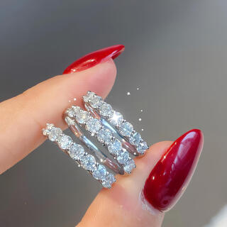 Junpo 18k gold and diamond seven princess stacked seven diamond row diamond ring with multiple hand sizes to choose from, four prongs inlaid with k gold, platinum material, 18k gold, no. 9 k white, 10-70ct