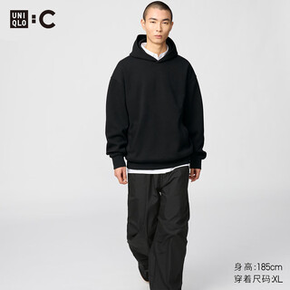 Uniqlo c series cooperation men's and women's loose hooded sweatshirt long sleeve sports 475379 471808 475379/09 black l