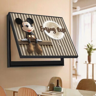 Huaiyin european style cream wind meter box decorative painting cartoon mickey switch blocking hanging painting distribution box decorative painting 50*40 can cover 42*32 flip-top black frame a-crystal film