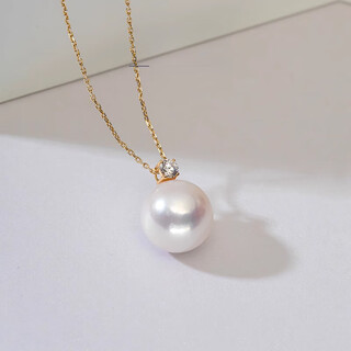 Dan pei luxury high-end 8k gold large spot round freshwater pearl pendant princess diana style female pearl necklace pendant temperament 18k gold pendant + 925 silver chain freshwater pearl 12-13mm