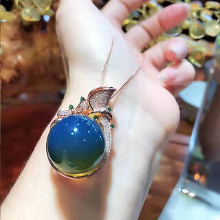 Giventy gefiodey dominican 5a water purified amber pendant necklace sky blue 24k rose gold plated atmospheric gift blue amber necklace with certificate