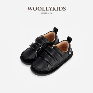 Lamb wally woollykids lamb wally australian genuine leather boys and girls velcro non-slip retro children's comfortable casual shoes obsidian size 25 suitable for feet length 15.1-15.5cm