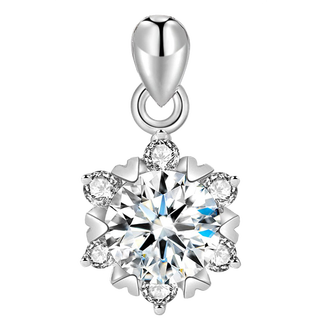 Caoxs925 silver plated 18k gold high carbon diamond love snowflake necklace women's jewelry clavicle chain pendant holiday gift high carbon snowflake diamond pendant single pendant