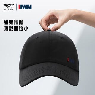 Septwolves hat men's autumn and winter baseball cap pure cotton high-level trendy peaked cap american men's hat 2025 new black one size 56-59cm