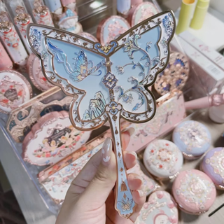 Flower know new product flower know shell pearl handheld mirror princess style ocean mermaid high-looking cosmetic mirror mini pendant 8th anniversary blue good-looking 1 piece