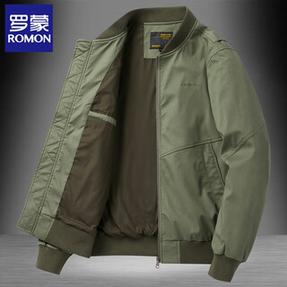 Luo meng high-end bomber jacket men's jacket autumn and winter 2025 new work clothes cotton thickened men's baseball uniform military green regular style 8019 l 125-140jin jin equals 0.5 kg