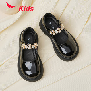 红蜻蜓童鞋2025年秋季女童儿童公主鞋软底3-6岁小皮鞋Q53BD003黑色31